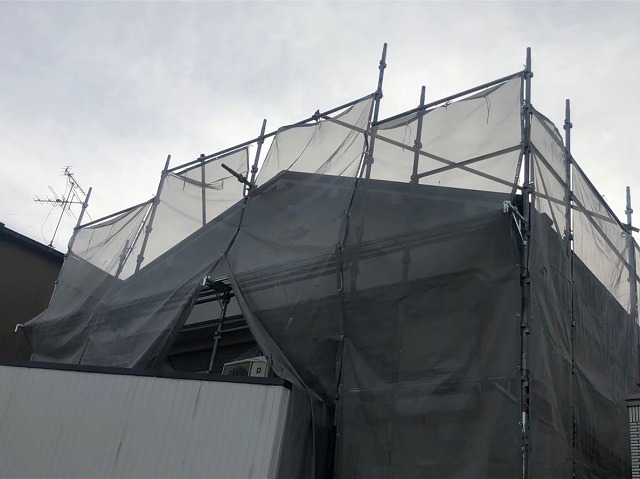 工事の足場の全体像