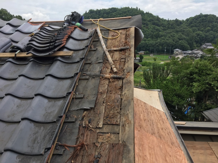 瓦撤去後の屋根の様子