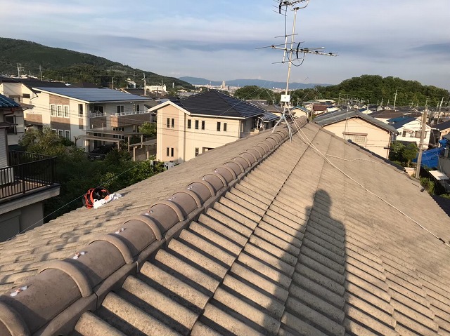 桜井市　モニエル瓦屋根　棟瓦完成