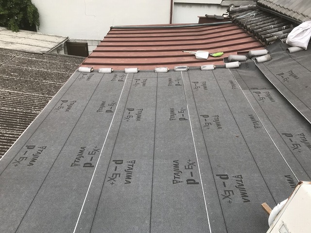 三宅町　防水シート設置　葺き替え工事