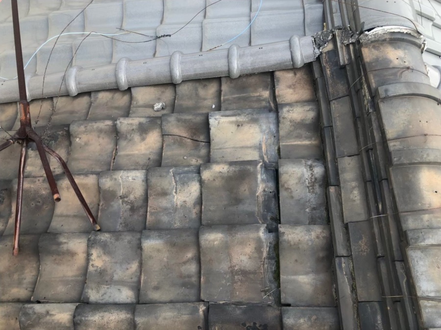 奈良市　粘土瓦　パラペット付き　屋根修理の安心無料点検