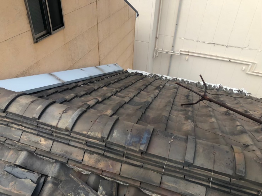 奈良市　粘土瓦　パラペット付き　屋根修理の安心無料点検