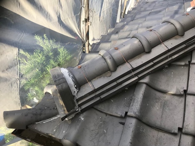 奈良市　和瓦　無料点検の様子