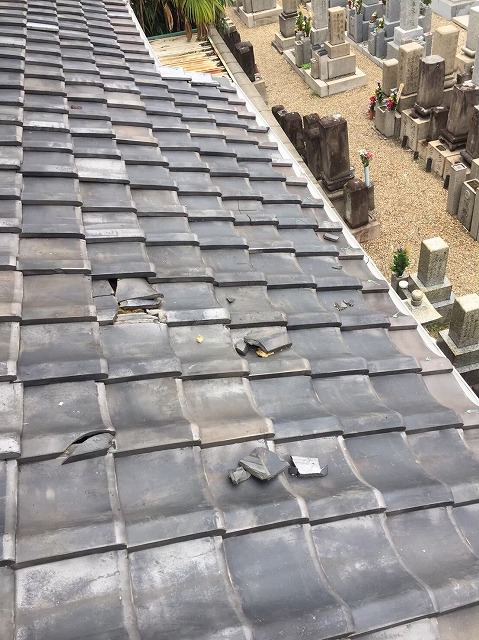 大和郡山市　お寺　和瓦補修　施工前