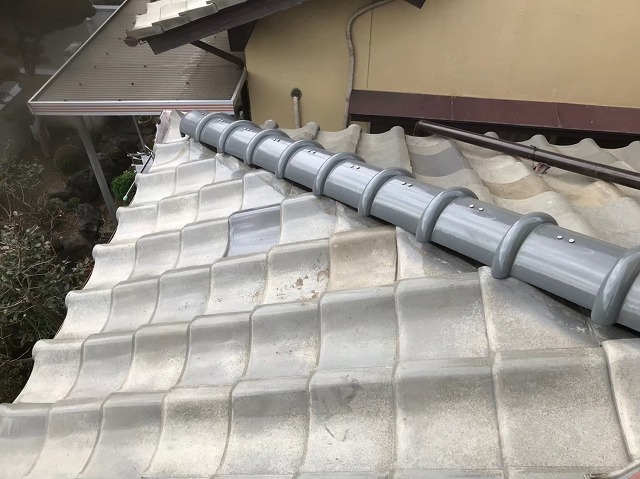 広陵町で瓦の差し替え工事