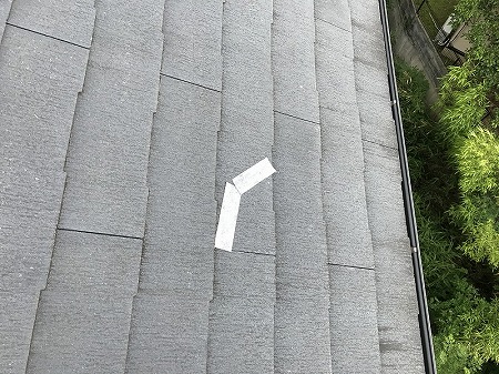 防水テープの補修跡