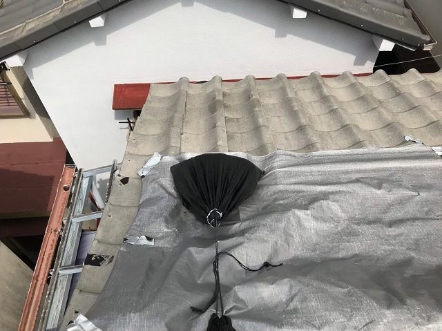 工事まで問題箇所の雨養生