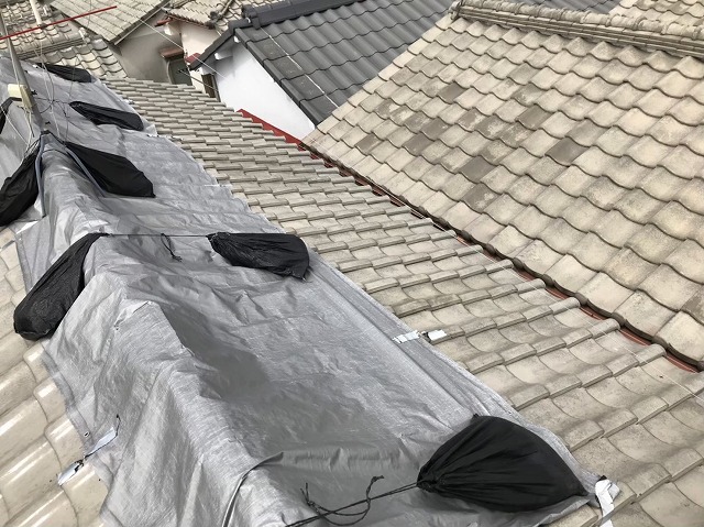 工事まで問題箇所の雨養生