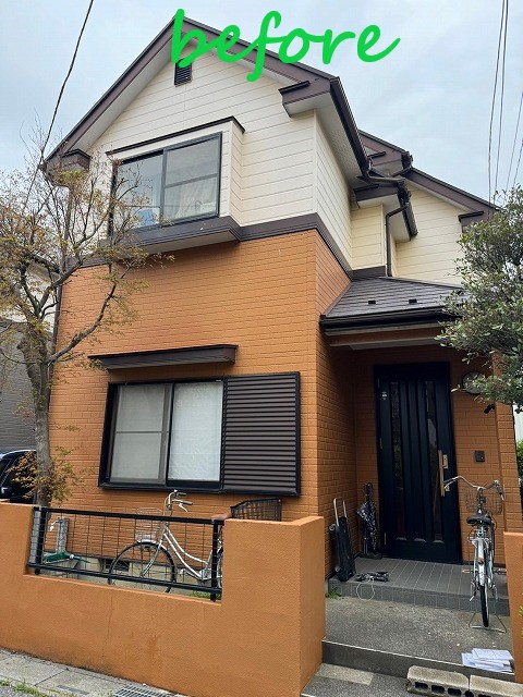 外構塗装前全体