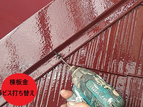 棟板金ビス打ち替え工事