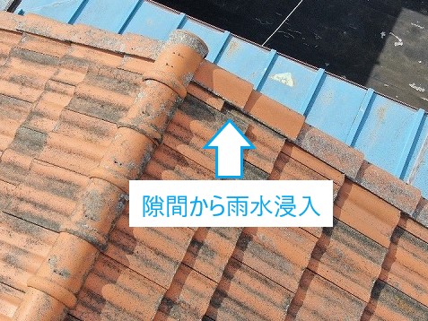 瓦葺き直し工事を実施　瓦のズレ発見