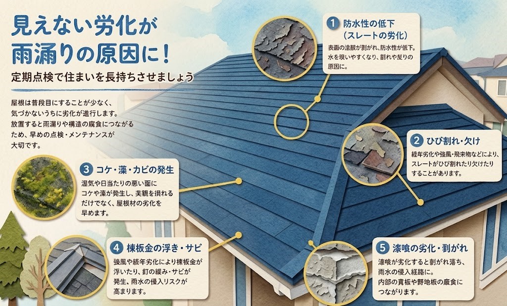 スレート屋根の雨漏り補修工事を実施しました♪