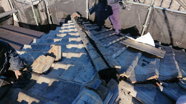 棟瓦の取り直し