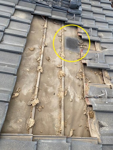 めくってみると雨染み一箇所