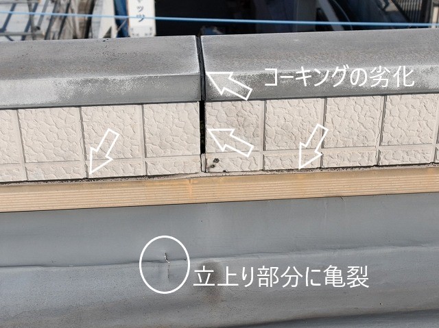 陸屋根　防水シートの劣化