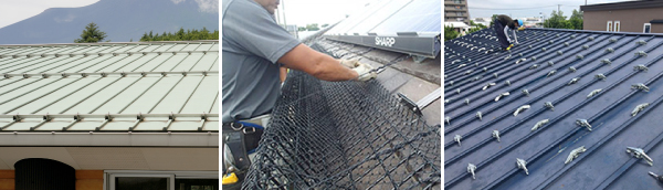 瓦屋根に新規雪止め設置工事