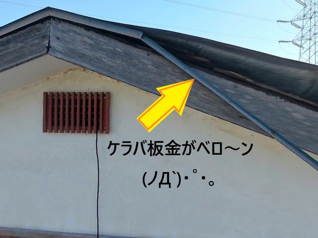 トタン屋根の一部交換と棟板金交換工事を実施