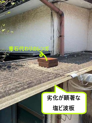 劣化が顕著な波板