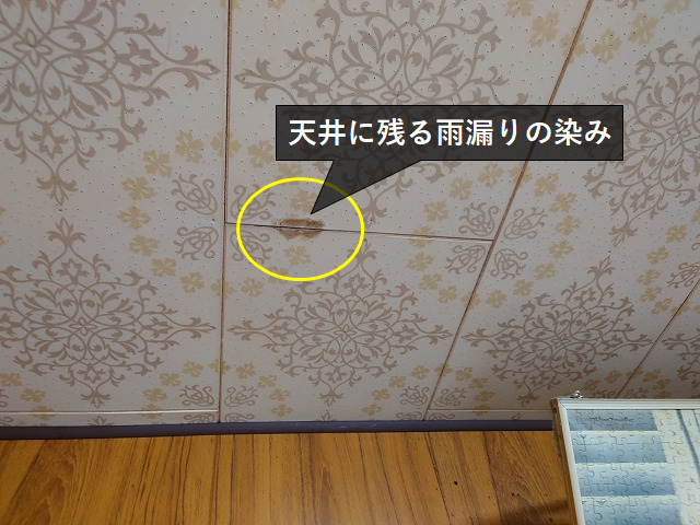 天井の雨漏りシミ