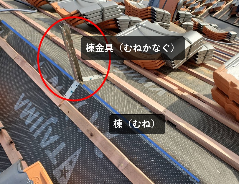 瓦工事の棟金具