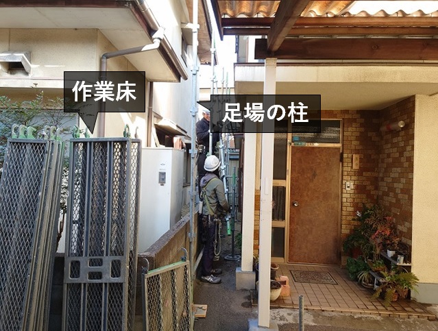 リフォーム工事の足場組立