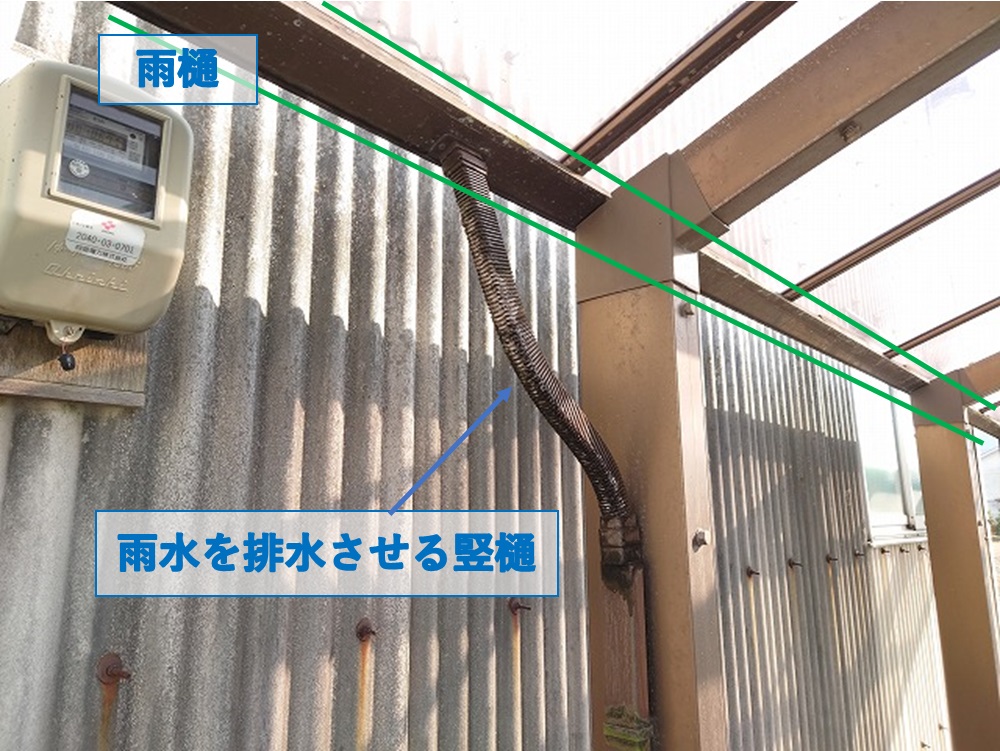 カーポートの排水ホース