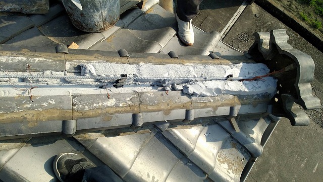 隅棟ののし瓦の施工