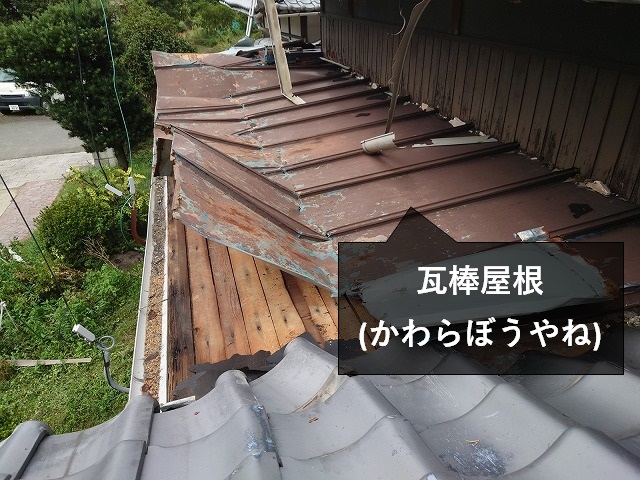 庇の瓦棒屋根