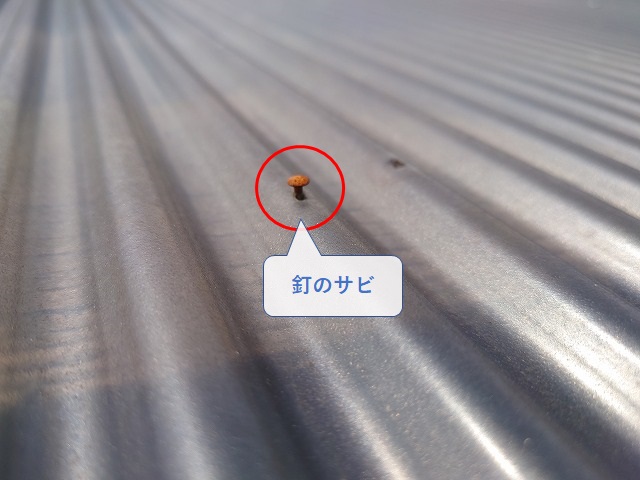 波板の釘の錆