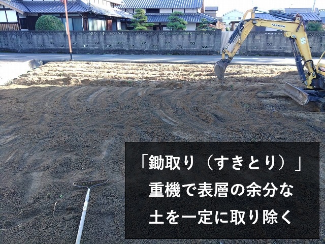 重機で鋤取り作業