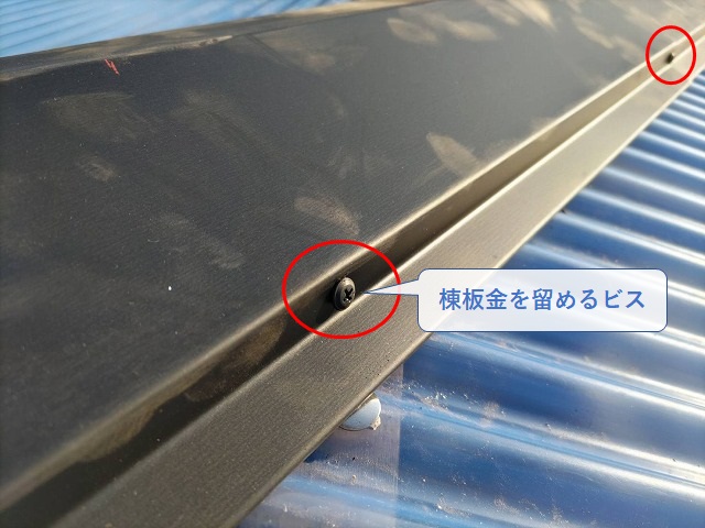 棟板金を固定するビス
