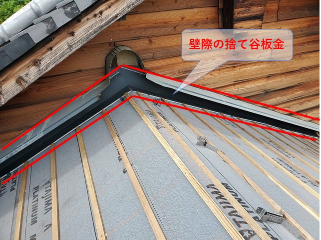 壁際の捨て谷板金