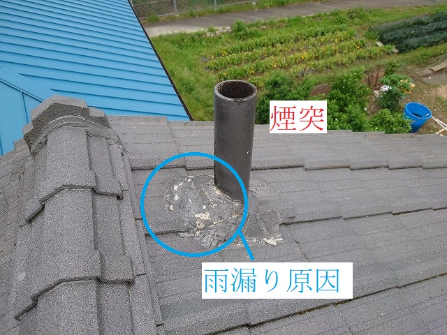 屋根から出した煙突