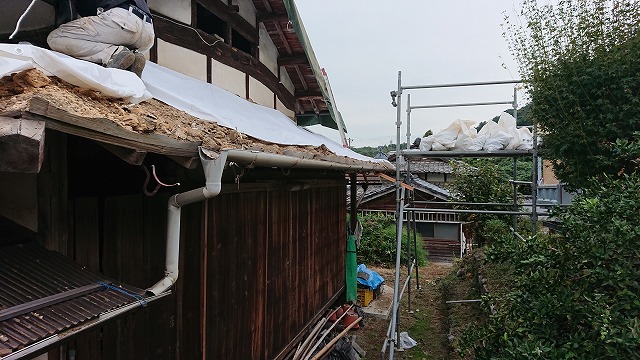 古瓦と古土の撤去