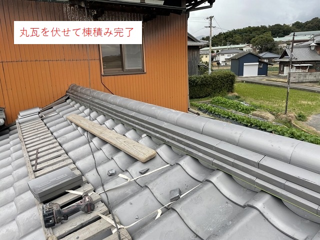 丸瓦の施工後