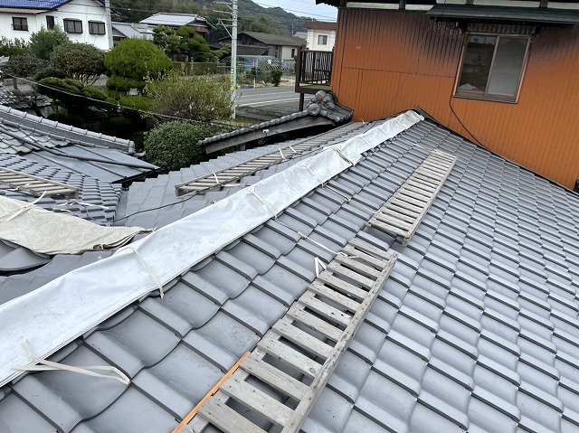 棟部のシート養生