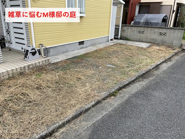 雑草にお悩みの新居浜市M様邸の庭
