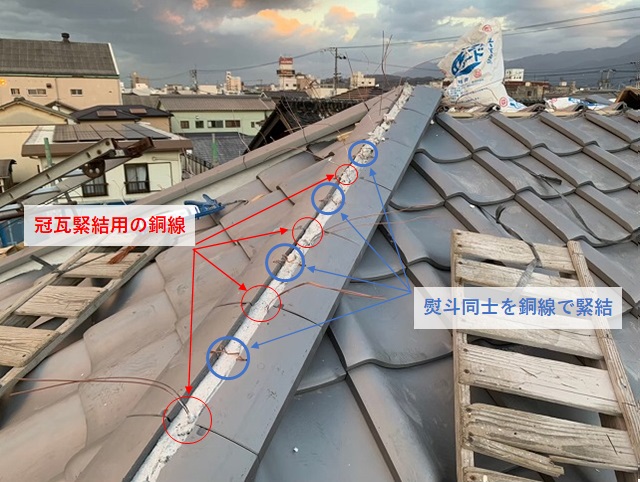 隅棟の台熨斗施工の写真