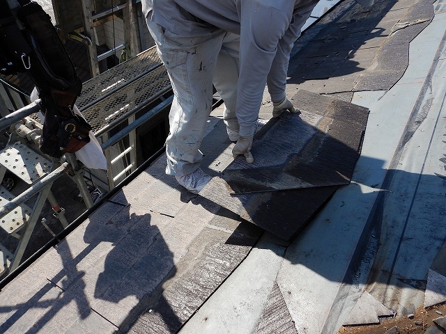 カラーベストの撤去途中