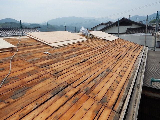 防水紙を撤去した後