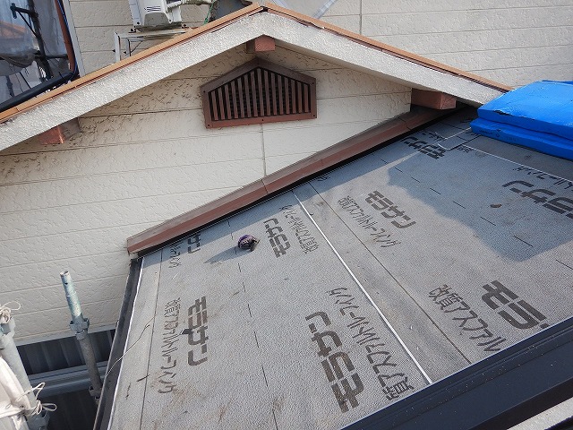 1階の防水紙の施工完了後の様子