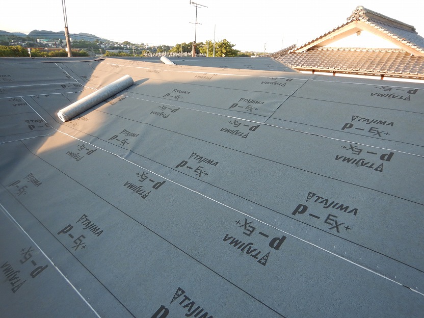 防水紙の施工完了後