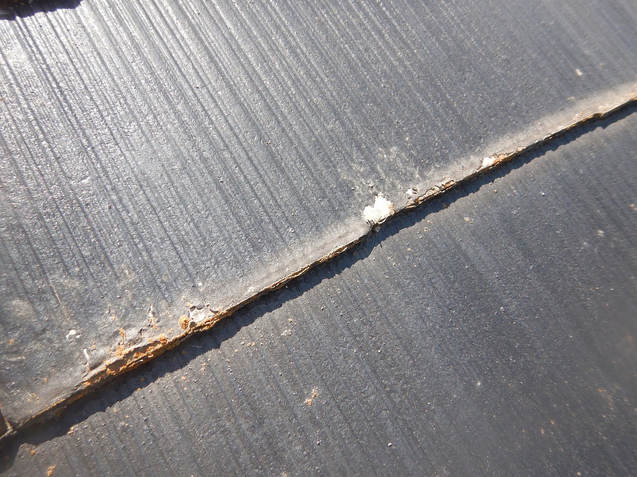 カラーべスントの表面が剥がれている様子