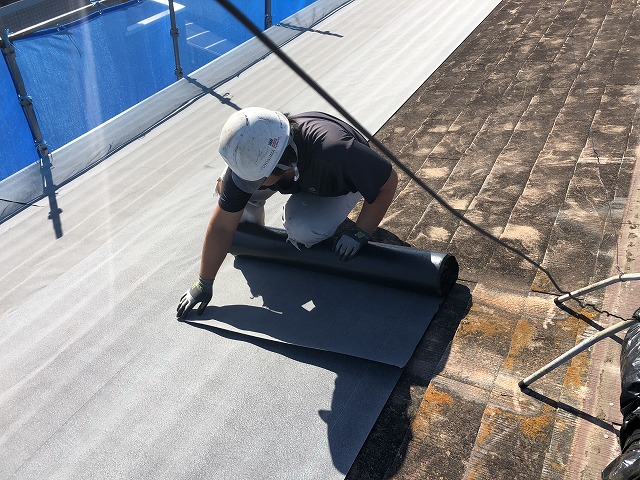 防水紙の重なり確認