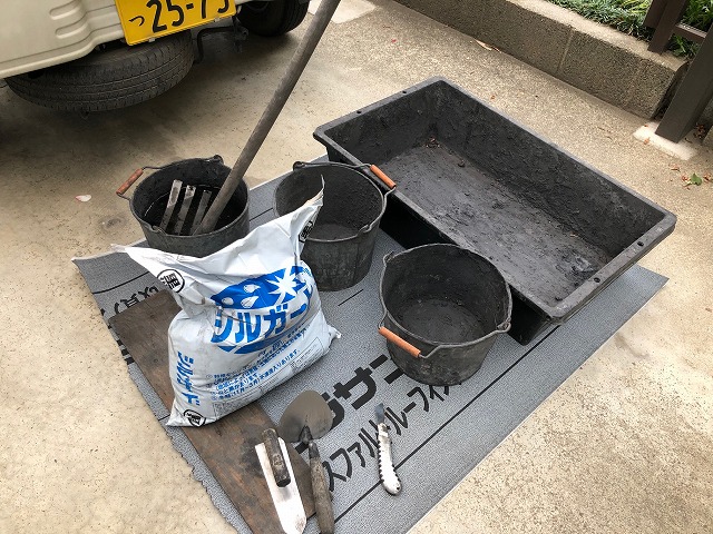 南蛮漆喰を練る道具の写真