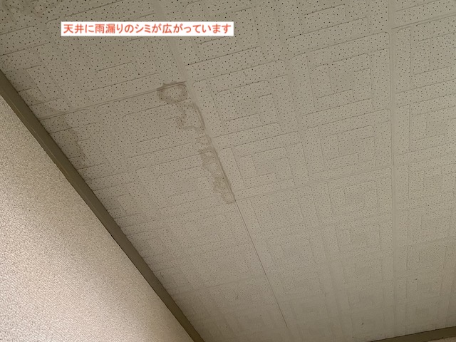 石岡市天井に雨漏りのシミ