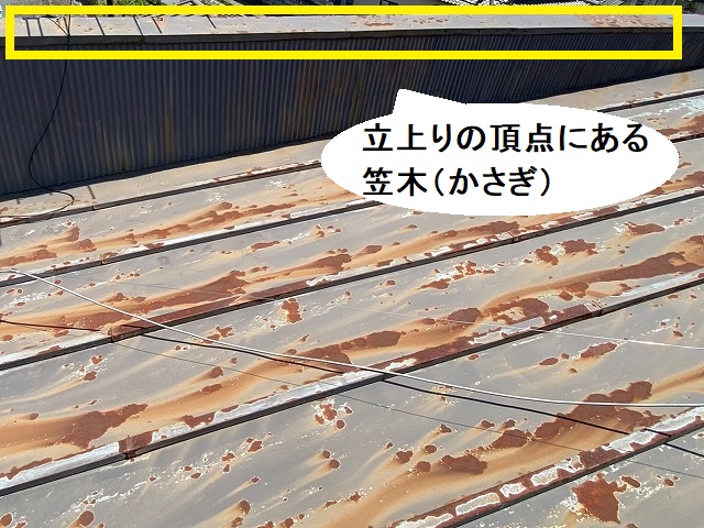 腰壁の立上り頂点に位置する笠木