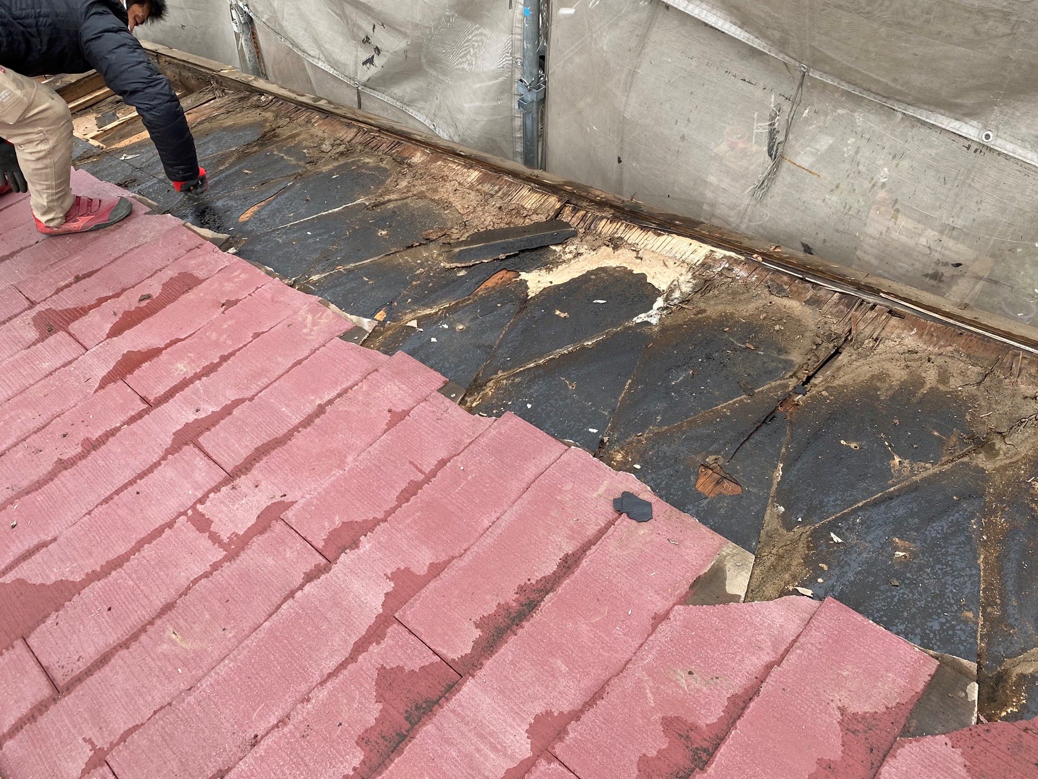 ケラバ側の軒出部分の屋根下地の腐食