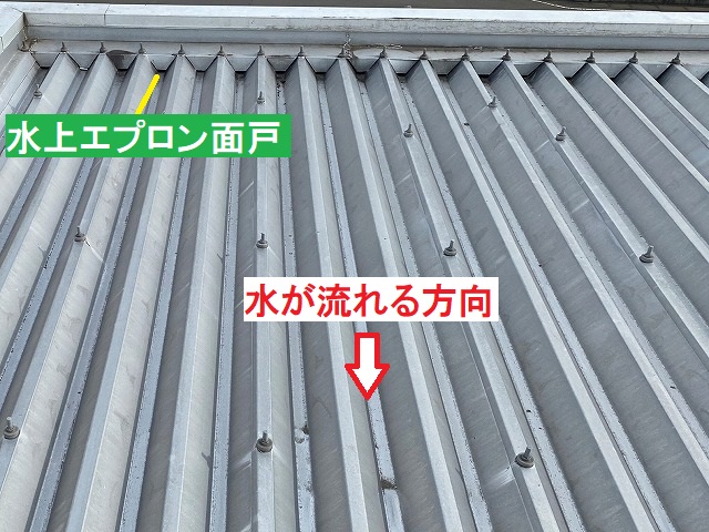 折板屋根の水上アプロン面戸