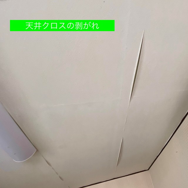 台所の天井クロスが浮いている